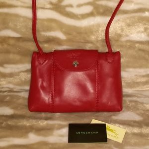 Longchamp Le Pliage Cuir Cherry Crossbody